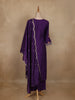 Dark Purple Floral Embroidered Silk Salwar Suit With Dupatta