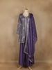 Purple Floral Design Crepe Salwar Palazzo Suit - Diadem