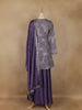 Purple Floral Design Crepe Salwar Palazzo Suit - Diadem