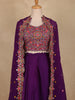 Purple Floral Design Georgette Skirt Top