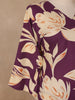Purple Floral Design Printed Satin Salwar Suit - Diadem