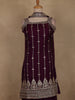 Purple Floral Design Space Silk Palazzo Suit with Dupatta