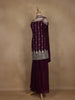 Purple Floral Design Space Silk Palazzo Suit with Dupatta