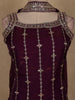 Purple Floral Design Space Silk Palazzo Suit with Dupatta