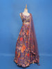 Purple Floral Design Tussar Silk Lehenga - Diadem