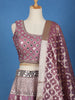 Purple Floral Designed Mirror Work Silk Bridesmaid Lehenga - Diadem