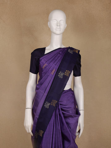 Purple Floral Designed Silk Saree - Diadem