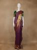 Purple Floral Designed Pure Kanchipuram Silk Saree With Zari Border