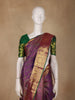 Purple Floral Designed Pure Kanchipuram Silk Saree With Zari Border