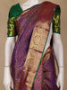 Purple Floral Designed Pure Kanchipuram Silk Saree With Zari Border