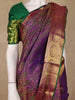 Purple Floral Designed Pure Kanchipuram Silk Saree With Zari Border