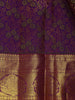Purple Floral Designed Pure Kanchipuram Silk Saree With Zari Border
