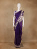 Purple Floral Sequins Embroidered Beads Work Net Saree