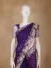 Purple Floral Sequins Embroidered Beads Work Net Saree