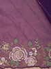 Purple Floral Sequins Embroidered Beads Work Net Saree