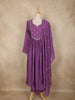 Purple Floral Embroidered Cotton Salwar Suit with Dupatta