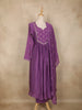 Purple Floral Embroidered Cotton Salwar Suit with Dupatta