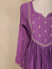 Purple Floral Embroidered Cotton Salwar Suit with Dupatta