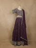 Purple Floral Embroidered Design Chiffon Lehenga