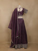 Purple Floral Embroidered Design Chiffon Lehenga