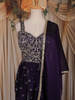 Purple Floral Embroidered Design Chiffon Sharara Salwar Suit