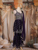 Purple Floral Embroidered Design Chiffon Sharara Salwar Suit