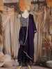 Purple Floral Embroidered Design Chiffon Sharara Salwar Suit