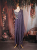 Purple Floral Embroidered Design Crepe Palazzo Suit