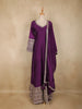 Purple Floral Embroidered Design  Raw Silk Gown with Dupatta