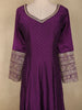 Purple Floral Embroidered Design  Raw Silk Gown with Dupatta