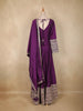Purple Floral Embroidered Design  Raw Silk Gown with Dupatta