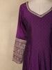 Purple Floral Embroidered Design  Raw Silk Gown with Dupatta