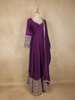 Purple Floral Embroidered Design  Raw Silk Gown with Dupatta