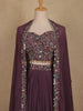 Purple Floral Embroidered Georgette Skirt Top