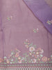 Purple Floral Embroidered Organza Saree with Scallop Border