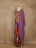 Purple Floral Embroidered Peplum Top With Printed Synthetic Palazzo Suit