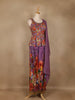 Purple Floral Embroidered Peplum Top With Printed Synthetic Palazzo Suit