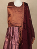 Purple Floral Embroidered Raw Silk Pattu Pavadai