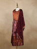 Purple Floral Embroidered Raw Silk Pattu Pavadai