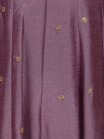 Purple Floral Embroidered Raw Silk Salwar Suit - Diadem