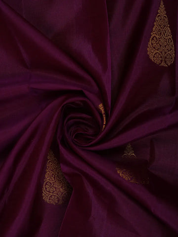 Purple Floral Zari Woven Kanchipuram Silk Saree - Diadem