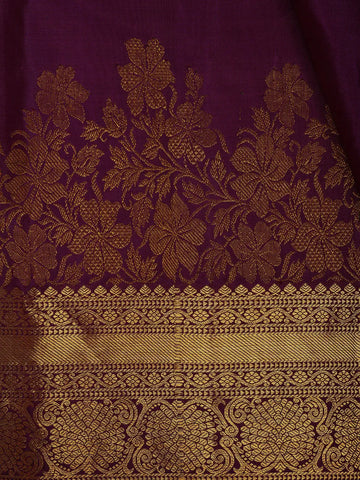 Purple Floral Zari Woven Kanchipuram Silk Saree - Diadem
