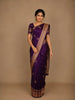Purple Floral Motif Woven Banarasi Silk Saree