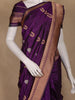 Purple Floral Motif Woven Banarasi Silk Saree