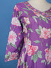 Purple Floral Printed Cotton Anarkali Salwar Suit With Dupatta