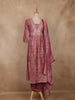Purple  Floral Printed Cotton Salwar Suit with Dupatta