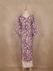 Purple Floral Printed Cotton Salwar With Crochet Lace Detailing