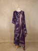 Purple Floral Printed Cotton Straight Cut Salwar Suit with Embroidered Yoke and Dupatta