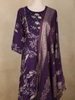 Purple Floral Printed Cotton Straight Cut Salwar Suit with Embroidered Yoke and Dupatta