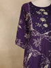 Purple Floral Printed Cotton Straight Cut Salwar Suit with Embroidered Yoke and Dupatta
